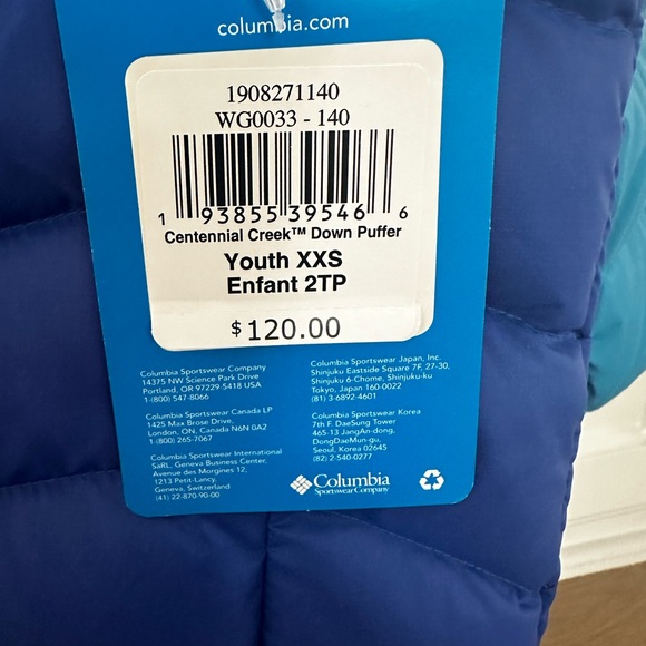 children’s Columbia down puffer jacket.  New with tags never worn. - Picture 3 of 8